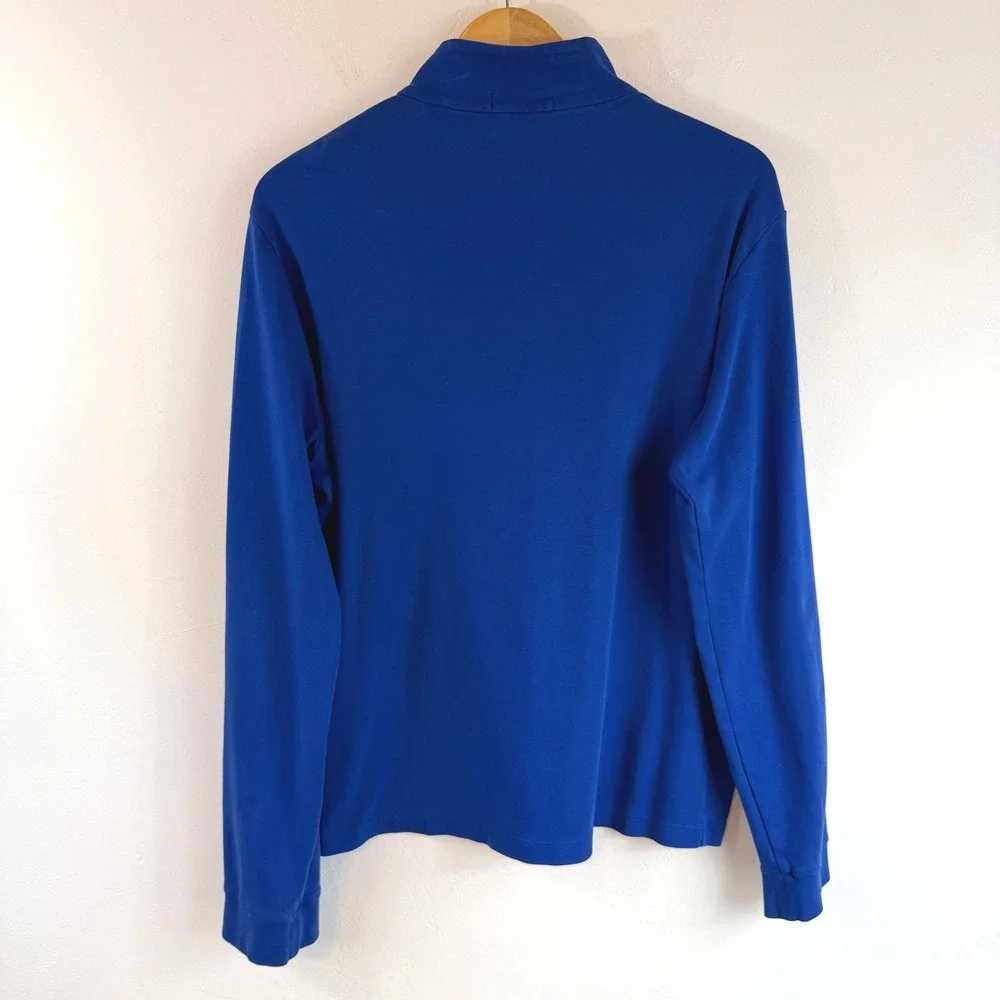 Polo Ralph Lauren Quarter Zip Pullover Blue Pima Cotton Preppy Old Money Golf L